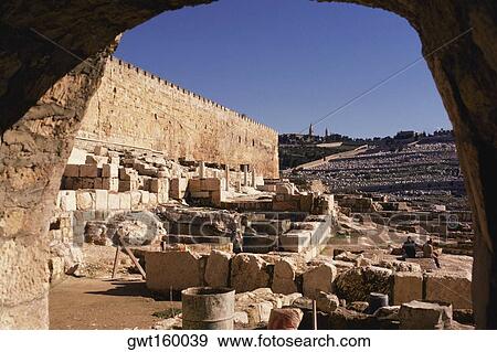 High angle view of stones in front of a cemetery, Mount Of Olives, Jerusalem, Israel View Large Photo Image Stock Photo - High angle view of stones in front of a cemetery, Mount Of Olives, Jerusalem, Israel. Fotosearch