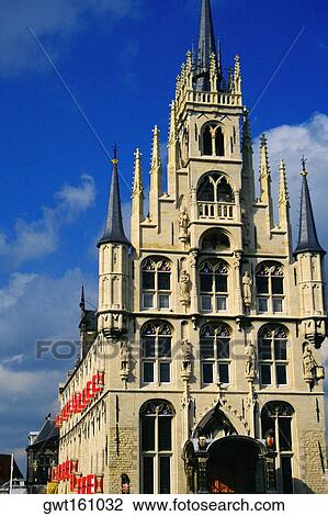 Facade of a Town Hall, Gouda, Netherlands View Large Photo Image Stock Image - Facade of a Town Hall, Gouda, Netherlands. Fotosearch