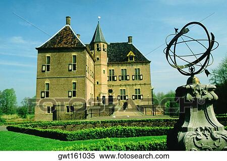 Stock Photography - Garden in front of a castle, Wittem Castle, Netherlands. Fotosearch