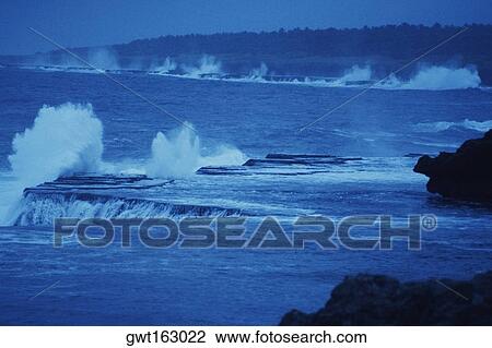 Waves breaking on rocks, Tonga View Large Photo Image Stock Image - Waves breaking on rocks, Tonga. Fotosearch