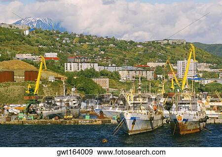 Boats docked at a harbor, Petropavlovsk Kamchatsky, Kamchatka, Russia View Large Photo Image Stock Photo - Boats docked at a harbor, Petropavlovsk Kamchatsky, Kamchatka, Russia. Fotosearch