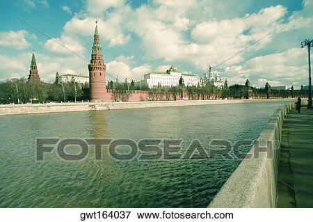 Buildings along a river, Moscva River, Kremlin, Moscow, Russia View Large Photo Image Stock Photo - Buildings along a river, Moscva River, Kremlin, Moscow, Russia. Fotosearch