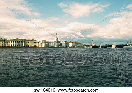 Buildings at the waterfront, Academy of Arts, Anthropology and Zoological Museum, Neva River, St. Petersburg, Russia View Large Photo Image Stock Photograph - Buildings at the waterfront, Academy of Arts, Anthropology and Zoological Museum, Neva River, St. Petersburg, Russia. Fotosearch