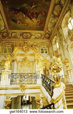 Interiors Of The Entrance Hall Of A Palace Peterhof Grand