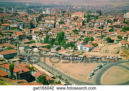 Stock Image - Aerial view of buildings in a city, Ankara, Turkey. Fotosearch