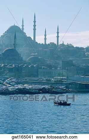 Stock Image - Buildings at the waterfront, Galata Bridge, Istanbul, Turkey. Fotosearch