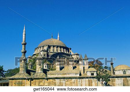 Picture - Low angle view of a mosque, Blue Mosque, Istanbul, Turkey. Fotosearch