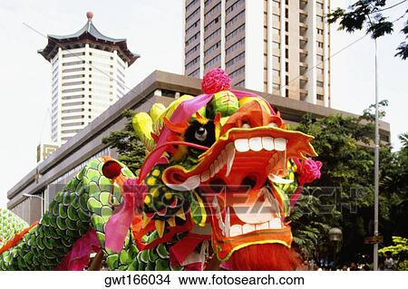 Close-up of a Chinese dragon in a chingay festival, Singapore View Large Photo Image Picture - Close-up of a Chinese dragon in a chingay festival, Singapore. Fotosearch