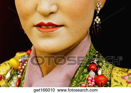 Stock Image - Close-up of a young woman smiling, Lhasa, Tibet, China. Fotosearch