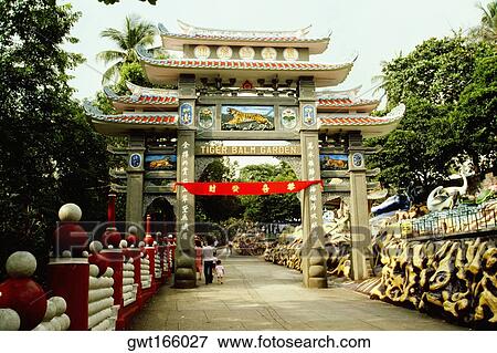 Stock Photo - Entrance of a theme park, Haw Par Villa, Singapore. Fotosearch