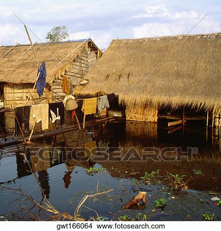 Huts in a flooded village, Siem Reap, Cambodia View Large Photo Image Picture - Huts in a flooded village, Siem Reap, Cambodia. Fotosearch