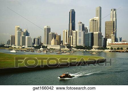 Skylines in a city, Singapore View Large Photo Image Stock Image - Skylines in a city, Singapore. Fotosearch