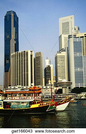 Skylines in a city, Singapore View Large Photo Image Stock Image - Skylines in a city, Singapore. Fotosearch