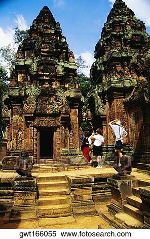 Tourists at a temple, Banteay Srei, Angkor, Siem Reap, Cambodia View Large Photo Image Stock Photography - Tourists at a temple, Banteay Srei, Angkor, Siem Reap, Cambodia. Fotosearch