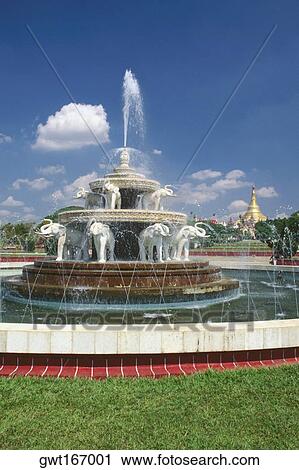 Fountain in a park, Yangon, Myanmar View Large Photo Image Stock Image - Fountain in a park, Yangon, Myanmar. Fotosearch