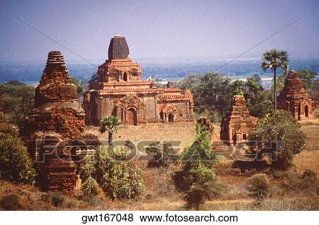 High angle view of the old ruins of pagodas, Bagan, Myanmar View Large Photo Image Stock Photo - High angle view of the old ruins of pagodas, Bagan, Myanmar. Fotosearch
