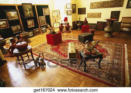 Interiors of an antique shop, Yangon, Myanmar View Large Photo Image Picture - Interiors of an antique shop, Yangon, Myanmar. Fotosearch