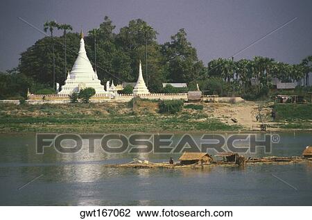 Pagoda along a river, Ayeyarwady river, Myanmar View Large Photo Image Stock Image - Pagoda along a river, Ayeyarwady river, Myanmar. Fotosearch