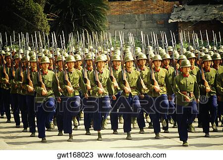 Army soldiers marching in a parade, Chengdu, Sichuan Province, China View Large Photo Image Stock Image - Army soldiers marching in a parade, Chengdu, Sichuan Province, China. Fotosearch