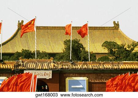 Chinese flag fluttering on a building, Forbidden City, Beijing, China View Large Photo Image Stock Image - Chinese flag fluttering on a building, Forbidden City, Beijing, China. Fotosearch