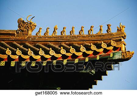 Close-up of an ornate roof, Forbidden City, Beijing, China View Large Photo Image Stock Photography - Close-up of an ornate roof, Forbidden City, Beijing, China. Fotosearch