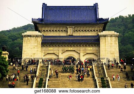 Large group of people standing in front of a mausoleum, Sun Yat Sen Mausoleum, Purple mountain, Nanjing, China View Large Photo Image Stock Photo - Large group of people standing in front of a mausoleum, Sun Yat Sen Mausoleum, Purple mountain, Nanjing, China. Fotosearch
