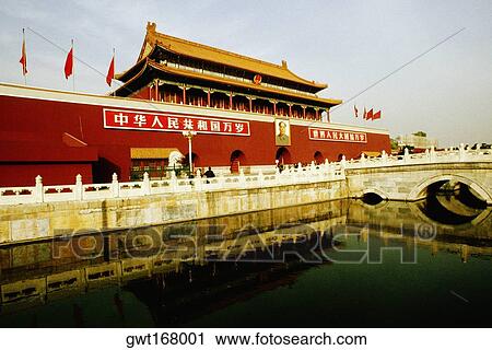 Reflection of a building in water, Tiananmen Gate Of Heavenly Peace, Tiananmen Square, Beijing, China View Large Photo Image Stock Image - Reflection of a building in water, Tiananmen Gate Of Heavenly Peace, Tiananmen Square, Beijing, China. Fotosearch