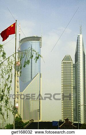 Skyscrapers in a city, Pudong, Shanghai, China View Large Photo Image Stock Image - Skyscrapers in a city, Pudong, Shanghai, China. Fotosearch