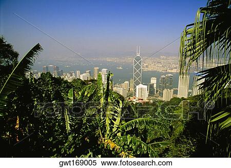 Stock Photography - High angle view of a bank building in a city, New Bank of China, Hong Kong, China. Fotosearch
