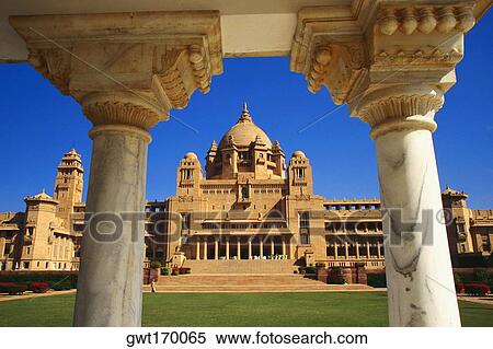 Stock Photography - Facade of a palace, Limaid Bhawan Palace, Jodhpur, India. Fotosearch