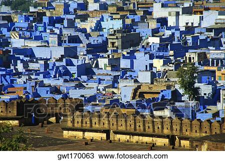 High angle view of a cityscape, Jodhpur, Rajasthan, India View Large Photo Image Stock Image - High angle view of a cityscape, Jodhpur, Rajasthan, India. Fotosearch