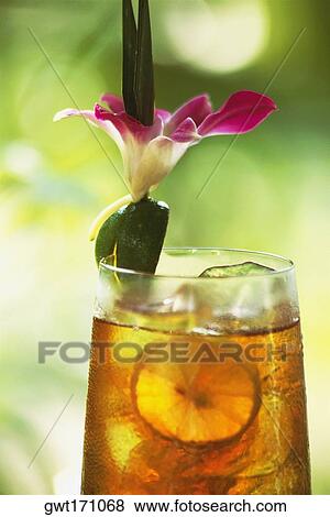 Stock Photo - Close-up of ice tea in a glass, Koh Samui, Thailand. Fotosearch