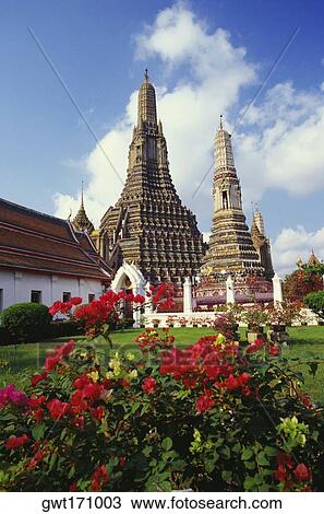 Garden in front of a temple, Wat Arun, Bangkok, Thailand View Large Photo Image Stock Image - Garden in front of a temple, Wat Arun, Bangkok, Thailand. Fotosearch