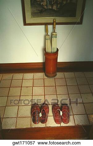 High angle view of slippers in a room View Large Photo Image Stock Photo - High angle view of slippers in a room. Fotosearch