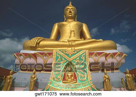 Stock Photography - Low angle view of a statue of Buddha, Big Buddha, Koh Samui, Thailand. Fotosearch