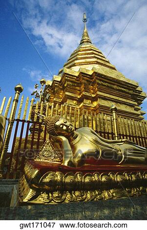 Low angle view of a temple, Chiang Mai, Chiang Mai province, Thailand View Large Photo Image Stock Photo - Low angle view of a temple, Chiang Mai, Chiang Mai province, Thailand. Fotosearch