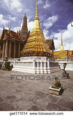 Low angle view of a temple, Wat Phra Kaeo, Grand Palace, Bangkok, Thailand View Large Photo Image Picture - Low angle view of a temple, Wat Phra Kaeo, Grand Palace, Bangkok, Thailand. Fotosearch