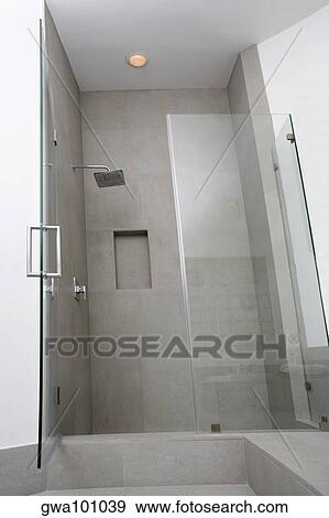 Stock Photo - Open door of a bathroom. Fotosearch