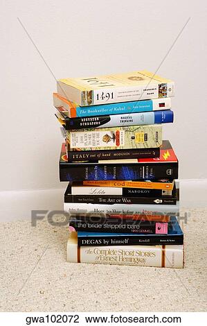 Close-up of a stack of books View Large Photo Image Stock Image - Close-up of a stack of books. Fotosearch