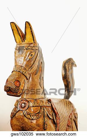 Close-up of a wooden horse View Large Photo Image Stock Photography - Close-up of a wooden horse. Fotosearch