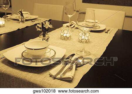 Stock Photo - Place setting on a dining table. Fotosearch