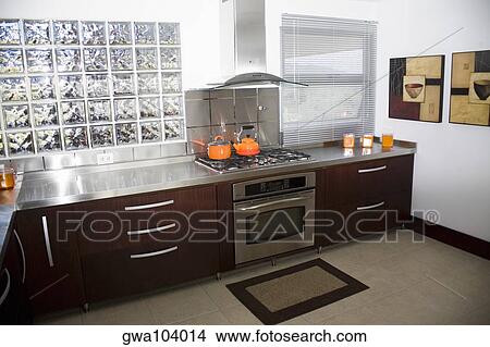 Picture - Interiors of a domestic kitchen. Fotosearch