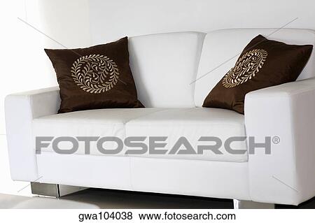 Stock Photo - Two cushions on a couch. Fotosearch