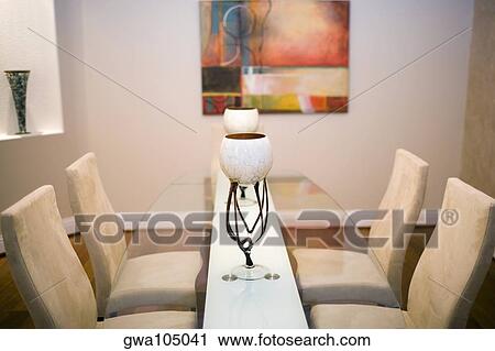 Stock Image - Interiors of a dining room. Fotosearch