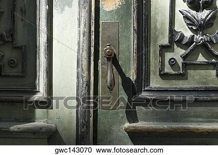 Stock Image - Close-up of a closed door. Fotosearch