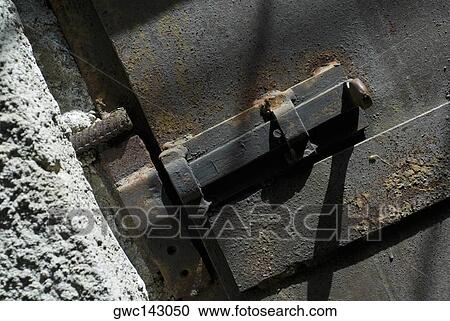 Close-up of a closed metal door View Large Photo Image Stock Image - Close-up of a closed metal door. Fotosearch