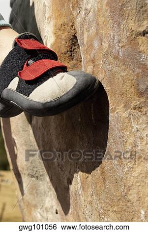 Stock Photograph - Close-up of a climber's shoe. Fotosearch