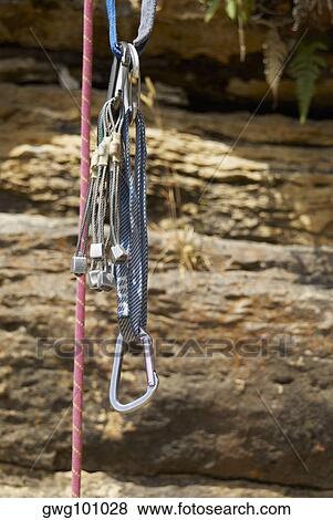 Close-up of climbing equipments View Large Photo Image Stock Photo - Close-up of climbing equipments. Fotosearch