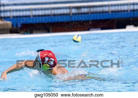 Mid adult man playing water polo in a swimming pool View Large Photo Image Stock Image - Mid adult man playing water polo in a swimming pool. Fotosearch