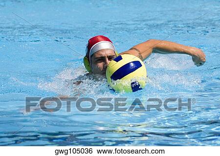 Mid adult man playing water polo in a swimming pool View Large Photo Image Stock Photograph - Mid adult man playing water polo in a swimming pool. Fotosearch